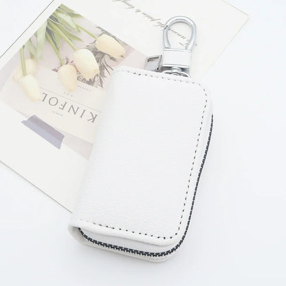 Men Key Holder Housekeeper PU Leather Car Key Wallet Keys Organizer Women Keychain Cover Zipper Key Case Bag Unisex Pouch Purse