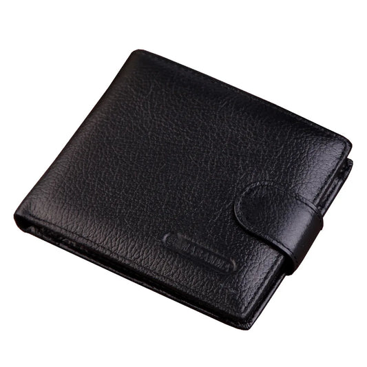 Genuine Leather Mens Wallet Premium Product Real Cowhide Wallets For Man Short Black Walet Portefeuille Homme Short Purses 2026