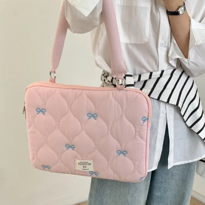 New 13-15.6inch Laptop Shoulder Bag Large Capacity Shockproof Tablet Sleeve Case Multifunctional Bowknot Laptop Handbag