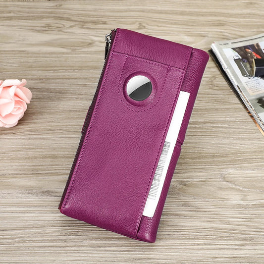 CONTACT'S Genuine Leather Long Wallets for Women Full Grain Leather AirTag Purse Card Holder Money Clip Coin Purse Clutch Wallet