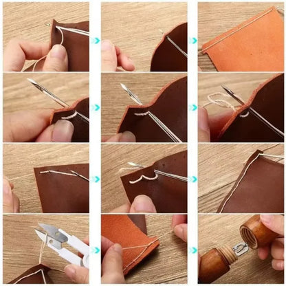 1 Set Leather Sewing Stitching Tool Leather Hand Sewing Machine Waxed Thread Leather Craft Edge Stitching Belt Strips Shoemaker