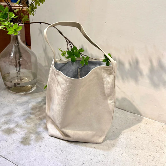 Genuine leather luxury women's bag large capacity commuting Tote bag high-quality  cowhide bucket bag one shoulder handbag
