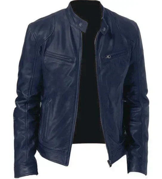 2026 Leather Motorcycle Jacket Men Stand Collar Casual Slim Short-Coat PU Jacket Autumn Winter Windproof Leather Coat Blazer Men