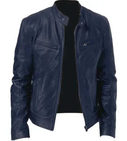 2026 Leather Motorcycle Jacket Men Stand Collar Casual Slim Short-Coat PU Jacket Autumn Winter Windproof Leather Coat Blazer Men