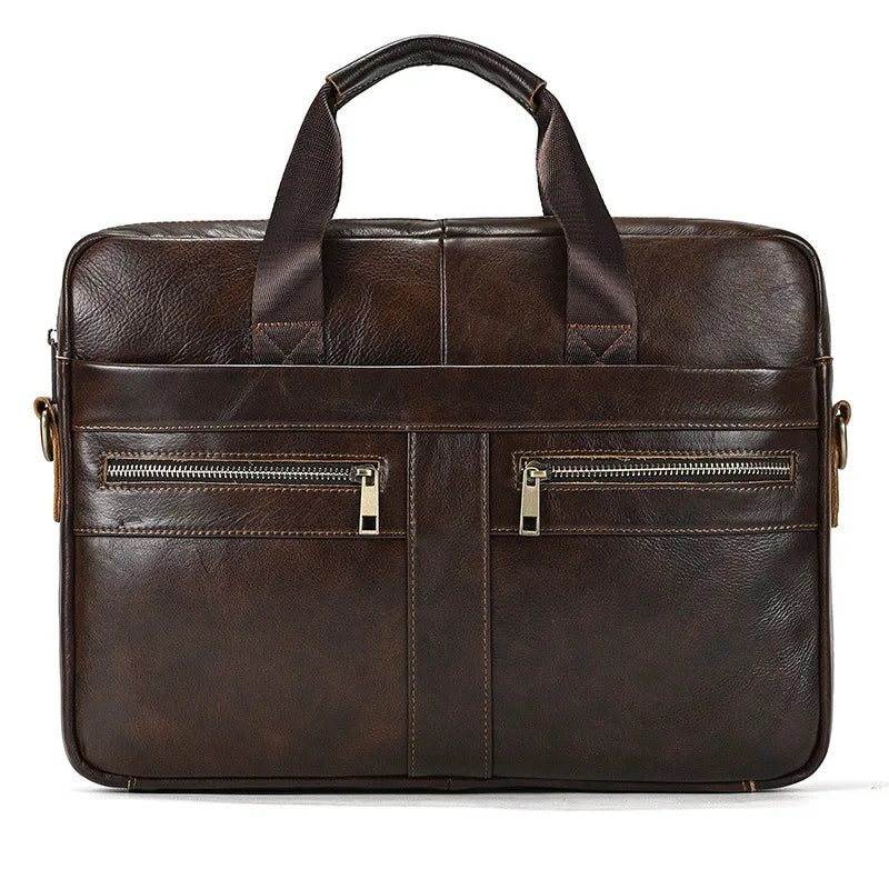 Men's Genuine Leather Briefcase 15.6 inch Laptop Bag Shoulder Messenger Bag Business Travel Professional Work Bag