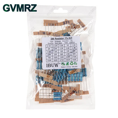 1/4W 1/2W 1W 2W 3W Resistance Set 1% Metal Film Resistor Assortment Kit 1K~820K 0.1R~750R 10K