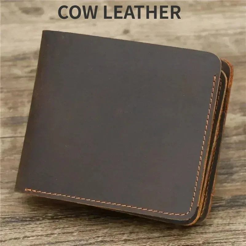 100%Genuine Leather Men's Wallets with Coin Pocket Vintage Male Short Purse Function Men Wallets with Card Holders