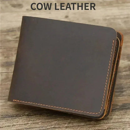 100%Genuine Leather Men's Wallets with Coin Pocket Vintage Male Short Purse Function Men Wallets with Card Holders