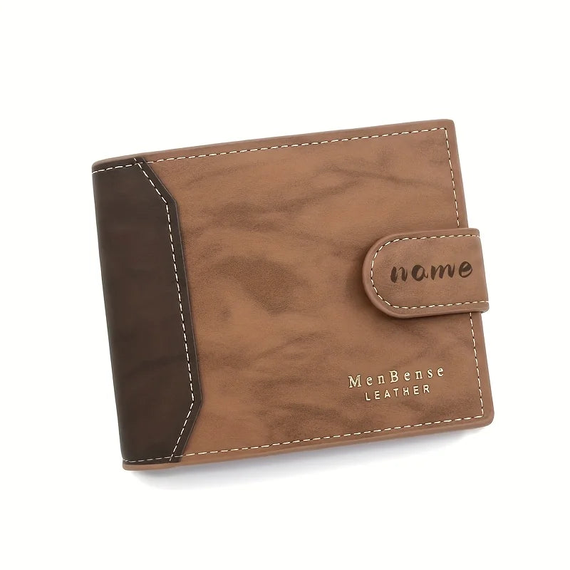 Personalize Name Exclusive Men Wallets Best Gift for Husband Father Engraved Text Custom Fashion Frosted Leather Bifold Wallet