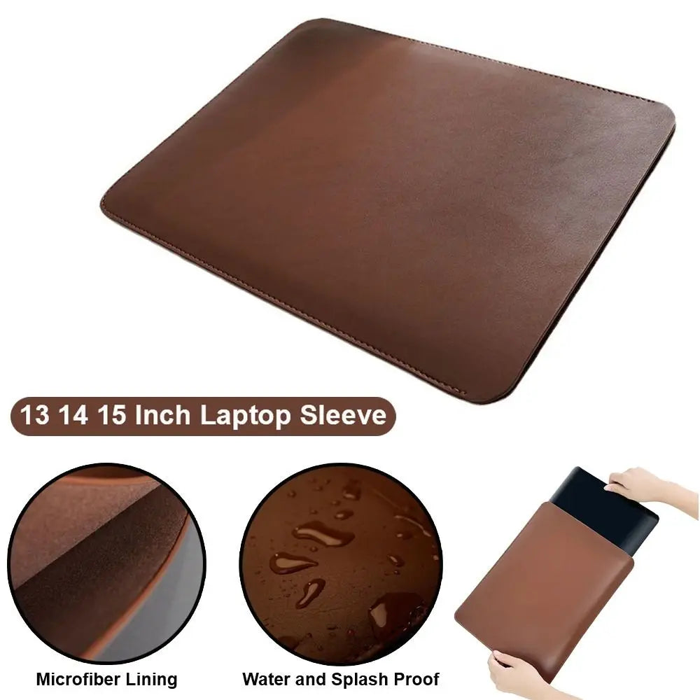 Commute 13 14 15 Inch Laptop Sleeve Carring Case PU Leather Microfiber Lining Notebook Case Water and Splash Proof Laptop Bag