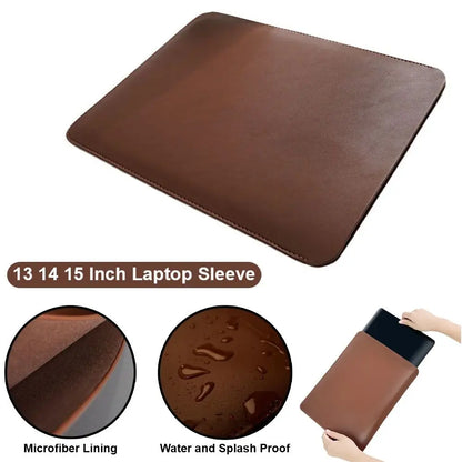 Commute 13 14 15 Inch Laptop Sleeve Carring Case PU Leather Microfiber Lining Notebook Case Water and Splash Proof Laptop Bag