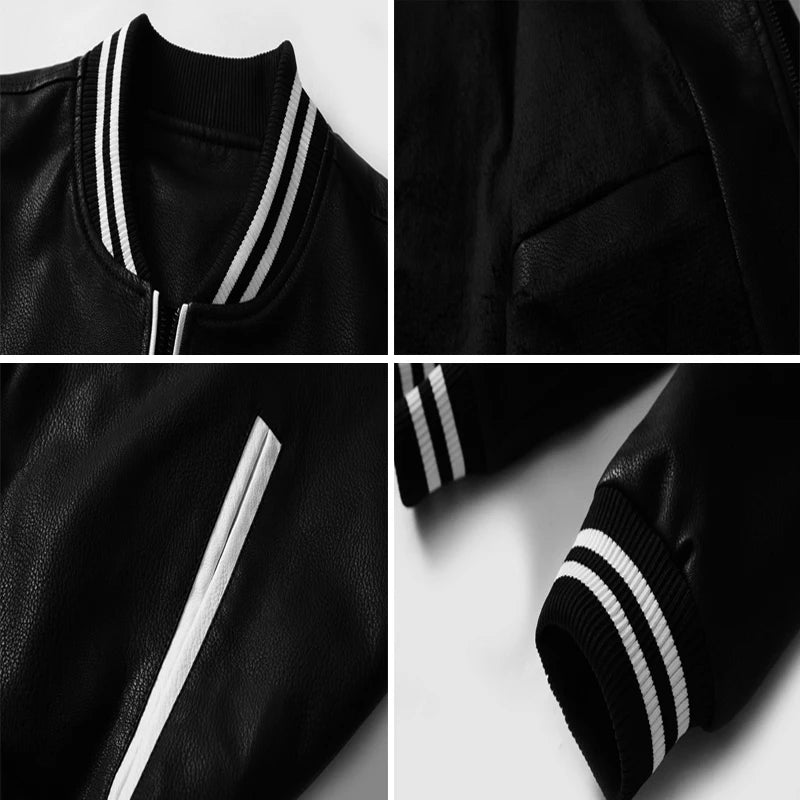 Autumn Winter Men's PU Leather Jackets Fashion Man Motorcycle Coats Male Patchwork Streetwear Zipper Leather Jackets Clothing