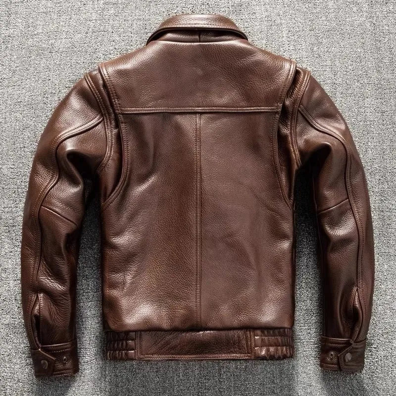 Spring and Winter New Leather Men Short Lapel Slim Fit with The Handsome Trend Soft Leather Jacket Fashion  Mens Leather Jacket