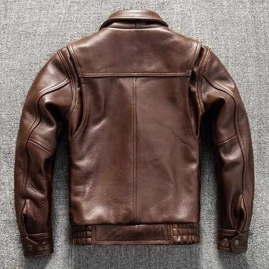 Spring and Winter New Leather Men Short Lapel Slim Fit with The Handsome Trend Soft Leather Jacket Fashion  Mens Leather Jacket