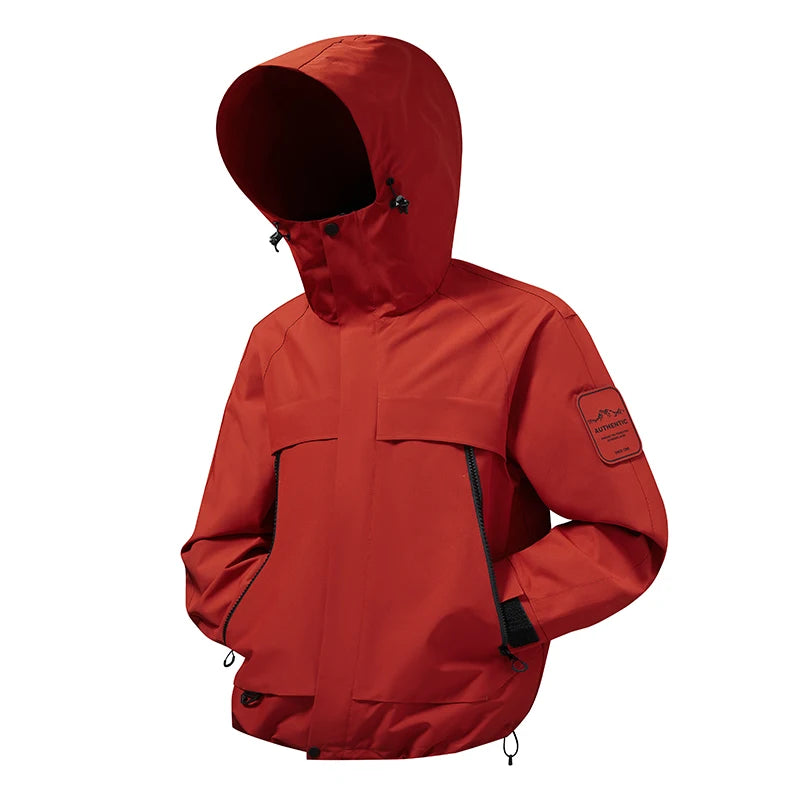 2025 New Men Softshell Jackets for Men Waterproof Zip Up Hooded Jacket Outerwear Coats with Zipper Pockets Hiking Camping Clothe