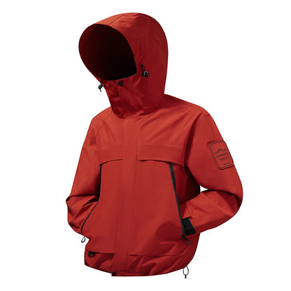 2025 New Men Softshell Jackets for Men Waterproof Zip Up Hooded Jacket Outerwear Coats with Zipper Pockets Hiking Camping Clothe