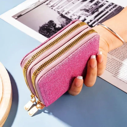 Leather Wallets Women Glitter Sequin Wallets Fashion New Money Bag Coin Purses Solid Color Credit Multi-card Card Holder Bags