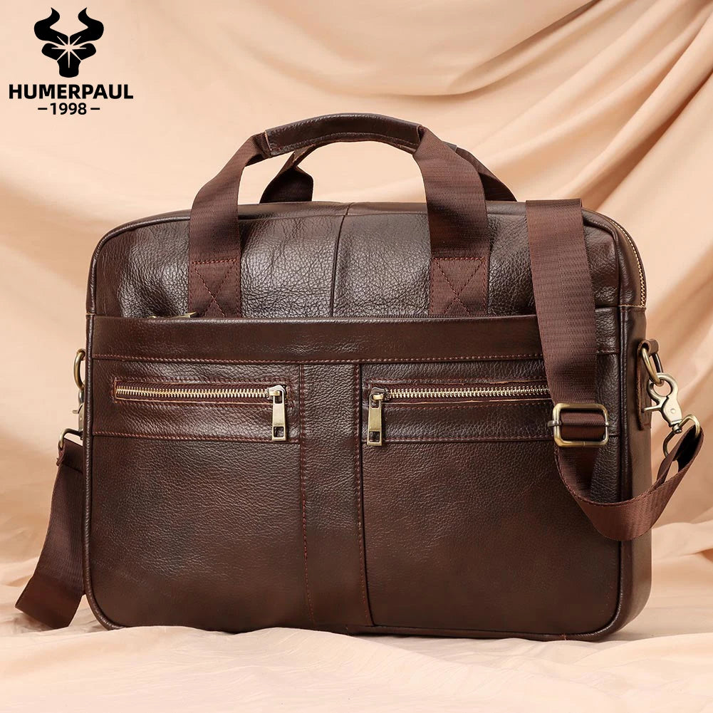 Men Briefcase Bag High Quality Business Genuine Leather Shoulder Messenger Bags Male Office Handbag 14 inch Laptop Bag Travel
