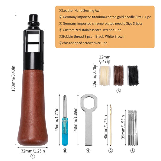 WUTA Leather Sewing Machine Awl Thread Kit Speedy Stitching DIY Leather Craft Tools Hand Stitcher Shoemaker Canvas Repair Tool