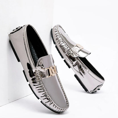 Men's Loafers for Spring and Summer, Slip-On Shoes, Korean Style Trendy Patent Leather Men's Shoes, Low-Top Lazy Shoes, Casual Shoes, Handmade