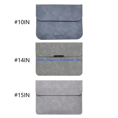 F68C Luxury 10/14/15inch Laptop Sleeve with Stand Full Leather Interior Shock Absorbing Padding Storage Travel Friendly