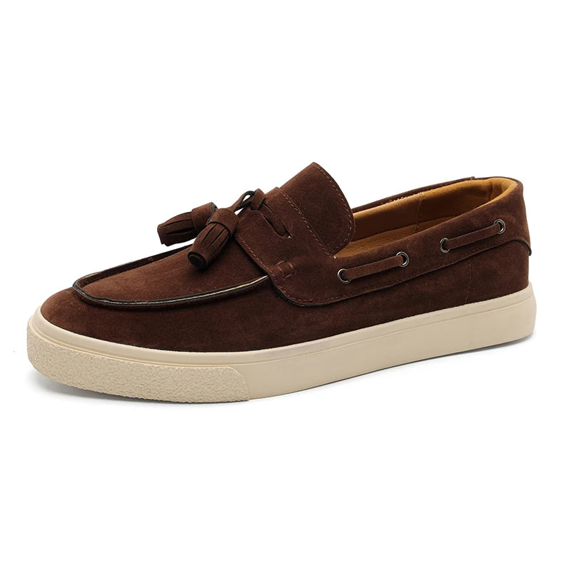Suede Leather Handmade Loafers Leisure Walk Male Casual Shoes New Design Casual Slip on Flats Versatile Driving Shoes Moccasins