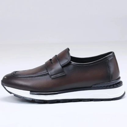 Genuine Leather Breathable Casual Sports Shoes for Men's Loafers Business Comfortable Luxury Thick Soled Height Increasing Shoes
