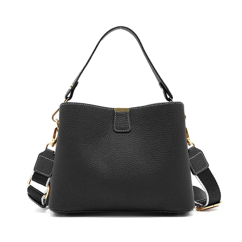 Women's Natural Cow Real Leather Bag Ladies Casual Commuter Shoulder Bags Female Fashion Luxury Retro Crossbody Cowhide Handbag