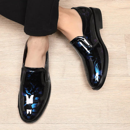 202 New Leather Shoes for Men Floral Pattern Men's Formal Shoes Luxury Business Oxford Male Office Wedding Flats Mocassin Homme