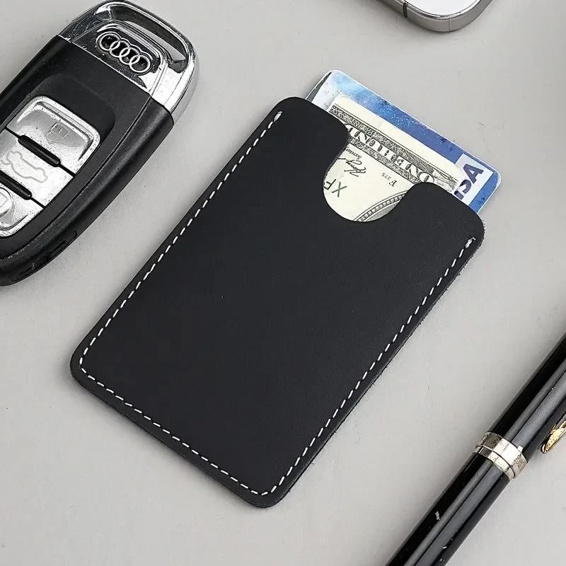 Ultra-Thin Mini Full-Grain Cowhide Leather Card Holder Wallets for Men Women Lightweight Soft Genuine Leather Credit Card