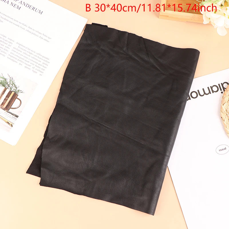 Black Color Soft Genuine Leather Fabric Sheet Real Goat Skin Piece Sewing Leather Material thickness 0.6mm