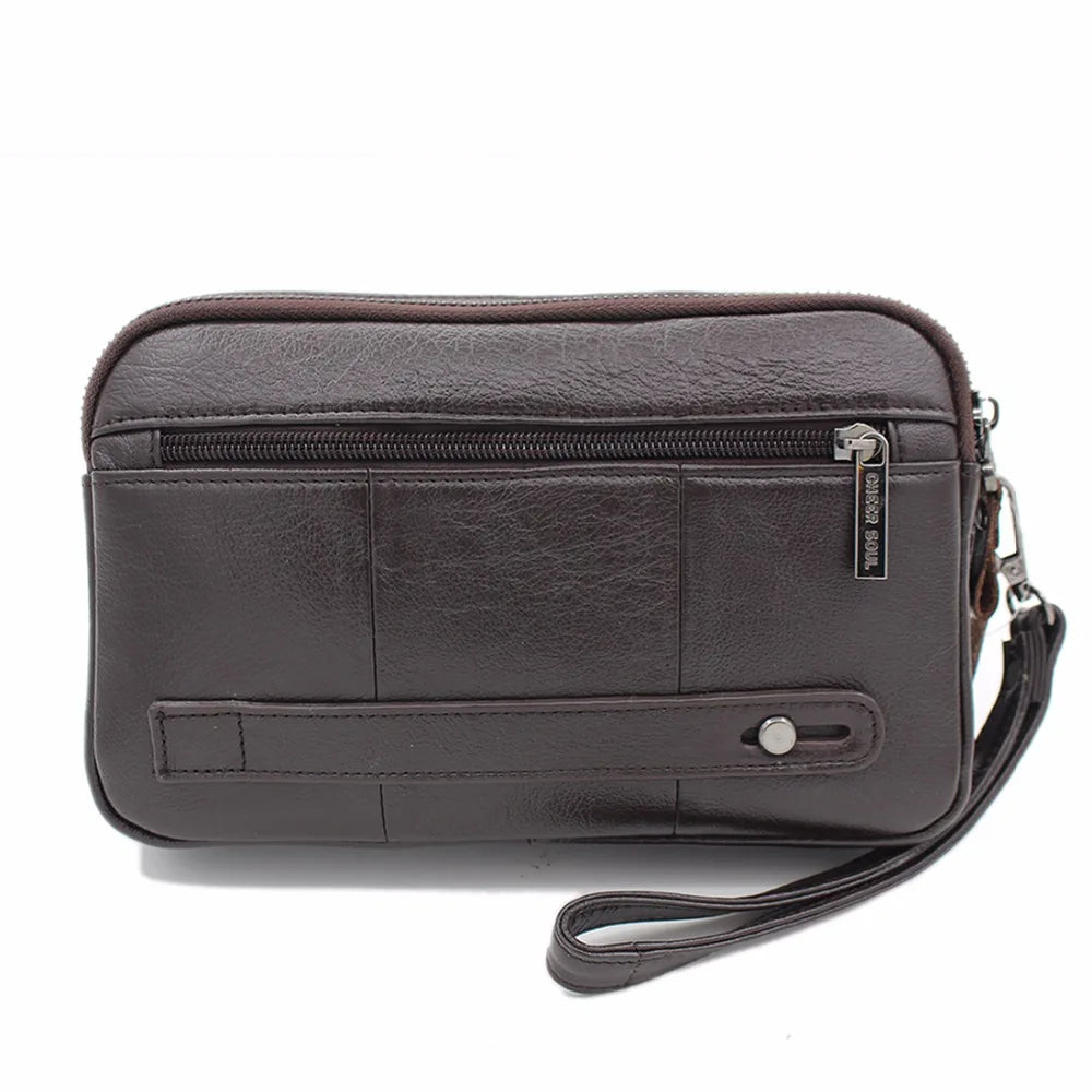 Men Clutch Wallet Bag Long Purse Genuine Leather Cigarette Case Card Holder Pocket Real Cowhide Male Money Handy Wrist Bags