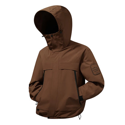 2025 New Men Softshell Jackets for Men Waterproof Zip Up Hooded Jacket Outerwear Coats with Zipper Pockets Hiking Camping Clothe