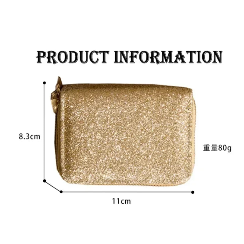 Leather Wallets Women Glitter Sequin Wallets Fashion New Money Bag Coin Purses Solid Color Credit Multi-card Card Holder Bags