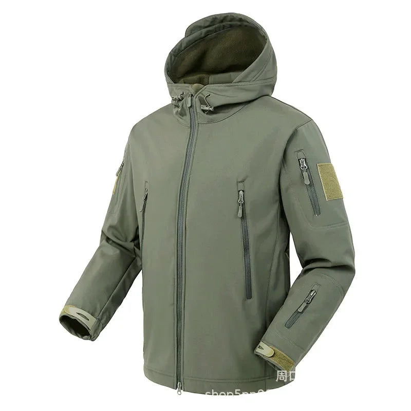 Outdoor Jackets Men Shark Skin Soft Shell Tactical Waterproof Windbreaker Combat Jacket Mens Hooded Bomber Coats