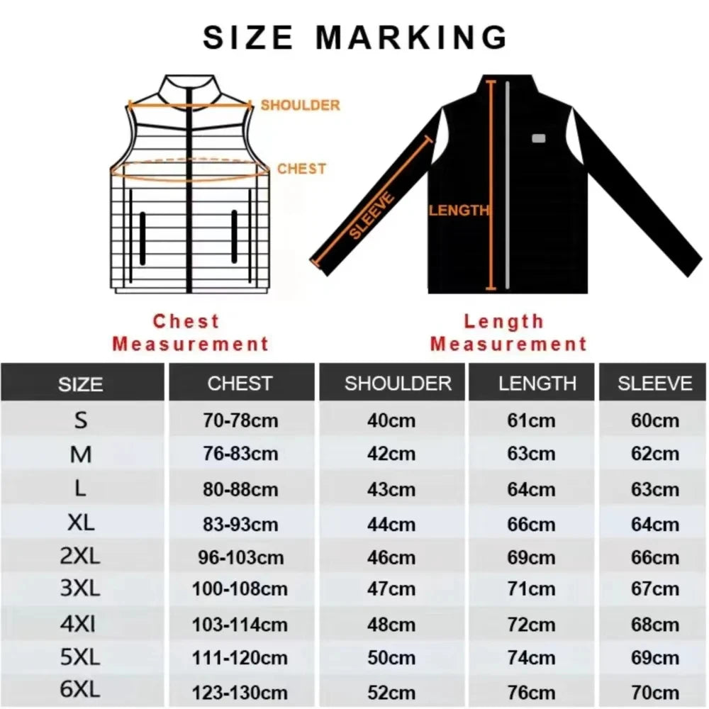 Heated Jacket Men Women USB Electric Self Heating Jacket Winter Coat Warm Hunting Camping  Hiking Skiing Clothing 2-21 Areas