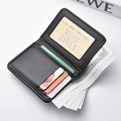 Men Slim Bifold Wallet PU Leather Short Vertical Card Holder Minimalist Multi Card Slots Cash Pocket Portable Purse Wallet