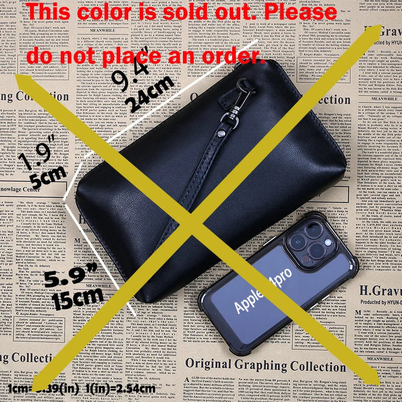 Leather Clutch Bag Men's Casual Business Grab Baotou Layer Cowhide Trend Long Clutch Bag Large Capacity Wallet