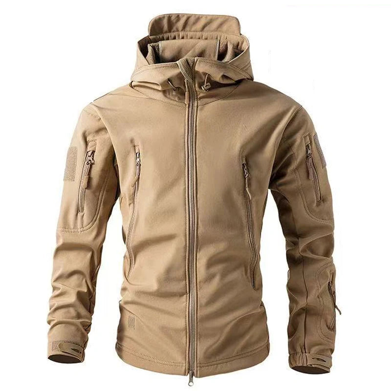Men Military Winter Fleece Sharkskin Tactical Outdoor Jackets Camping Hiking Trekking Hunting Fishing Climbing Cargo Hoodie Coat