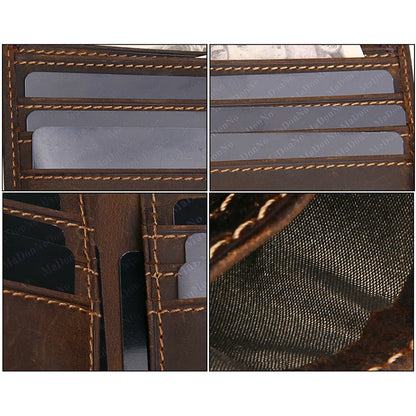 Genuine Leather Man Wallet RFID Blocking Slim Monederos Male Thin Purse High Quality Cowhide Card Wallet For Men Male