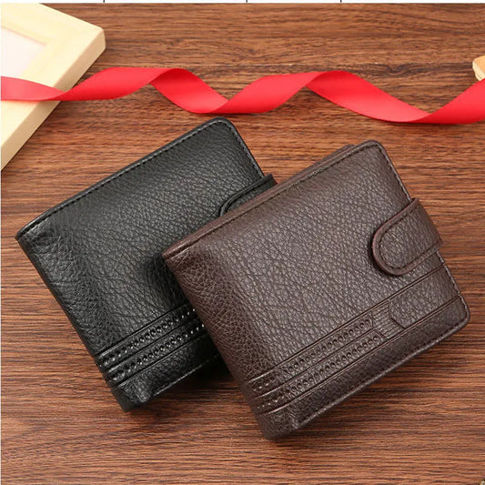Men's Slim Bifold Wallets Leather Multiple Card Holder Purses with Driver License ID Windows Man Short Wallet with Coin Pouch