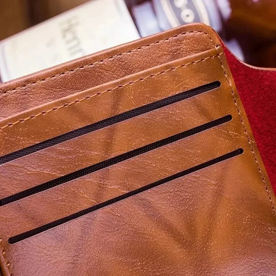 Male Leather Walet Photo Card Holder Fashion Large Capacity Wallet Purse Bag Men's Wallets With 100 US Dollar Pattern Wallet