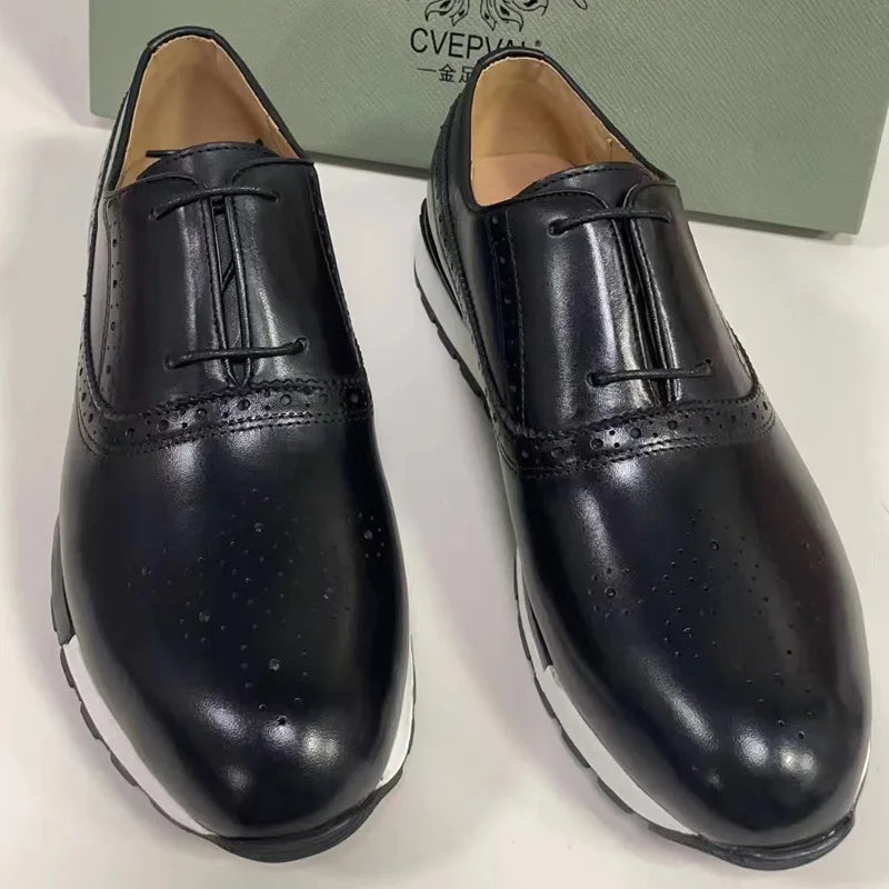 2025 Spring Autumn European And American Round Toe Men Footwear Fashion Leisure Men's Genuine Leather Sports Shoes Male A131