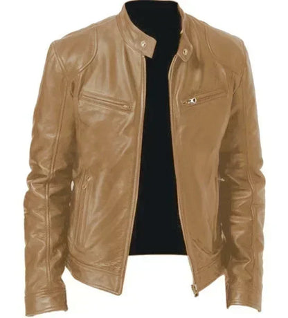 2026 Leather Motorcycle Jacket Men Stand Collar Casual Slim Short-Coat PU Jacket Autumn Winter Windproof Leather Coat Blazer Men