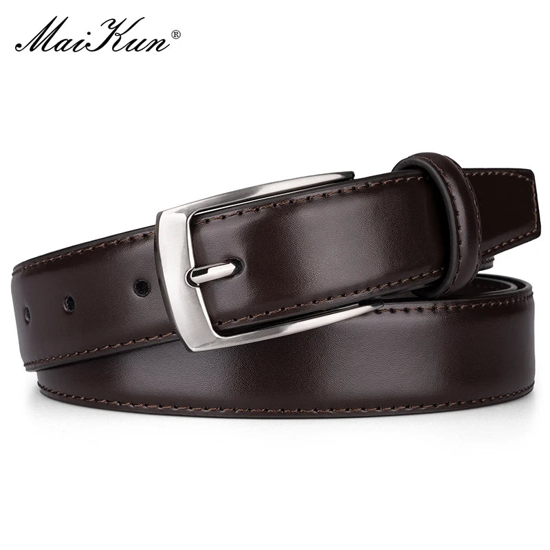 Maikun Fashion Genuine Leather Men's Belt Alloy Pin Buckle Casual Belt Large Size Business Belt  For Men