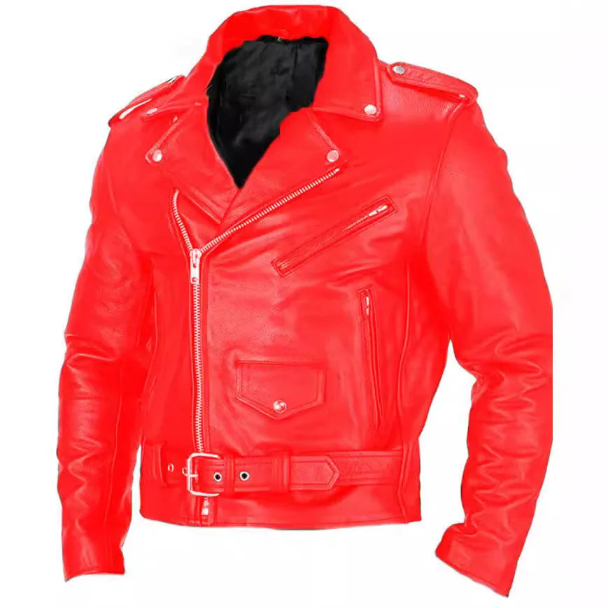 Men Pu Leather Jacket Motorcycle Fashion Slim Fit Stand Collar Pu Jacket Male Anti-Wind Motorcycle Lapel Diagonal Zipper Jackets