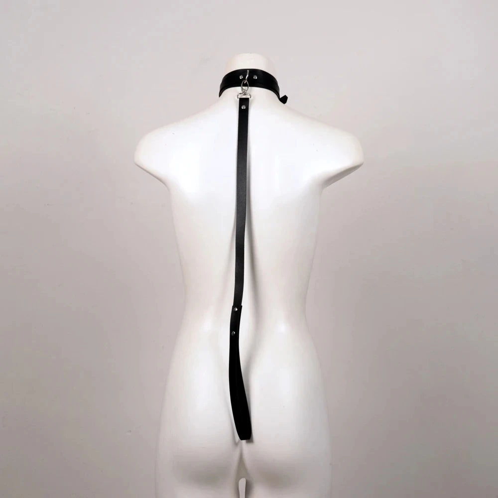 Alt Fashion Pu Leather Neck Harness Belt for Women Goth Collar Leash Jewelry Fashion Women's Lingiere Belt Exotic Accessories