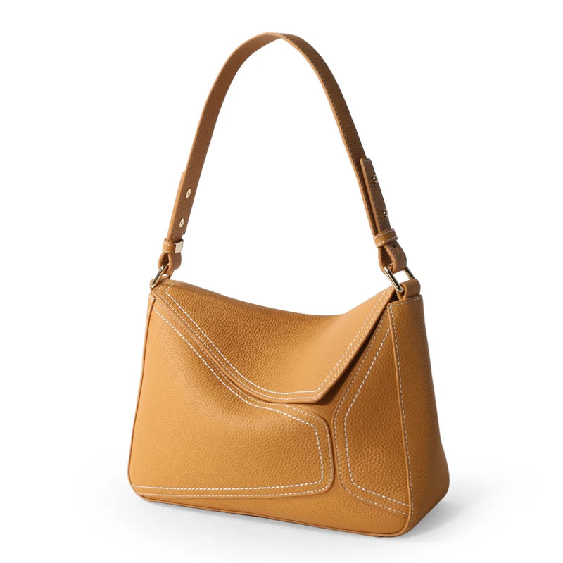 Women's Bag Genuine Leather Geometric Tote Bag 2024 Autumn Lady Underarm Shoulder Bag Female Popular Commuter Messenger Handbag