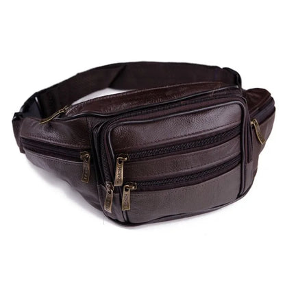 Men's Leather Multi-functional Waterproof Waist Bag - Mobile Phone Wallet Business Cashier Smaller Size