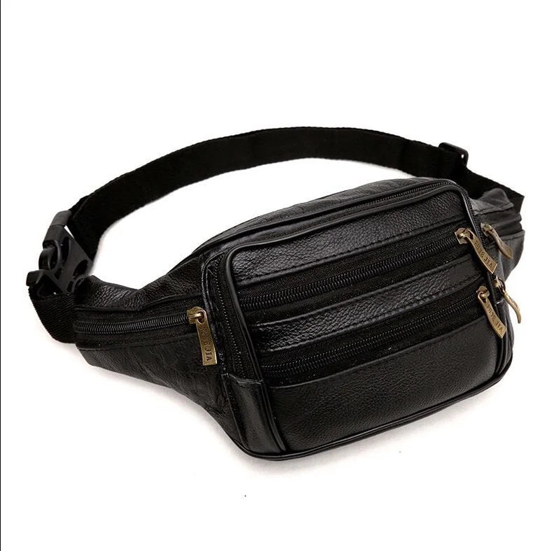 Men's Leather Multi-functional Waterproof Waist Bag - Mobile Phone Wallet Business Cashier Smaller Size